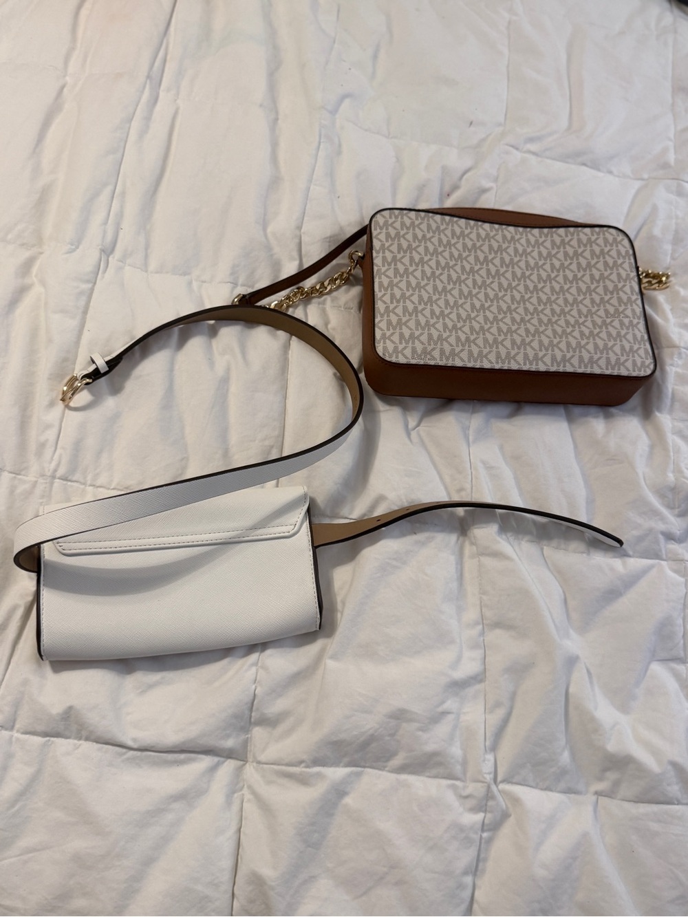 Michael Kors White Wallet and Brown Logo Crossbody Bag Set - Picture 2 of 6